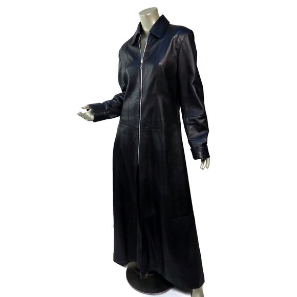 AQTH Leather Maxi Corset Coat L- XL (RUNS SMALL) Black Some Damage Please Read - Picture 4 of 12